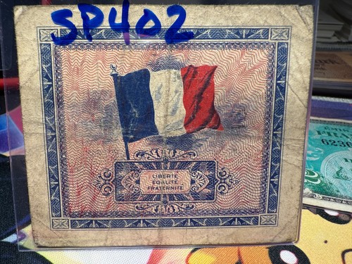 1944 France 5 Francs Allied Occupation Currency Note ~ WW2 Banknote SP402 - Picture 2 of 2