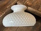 VINTAGE LARGE WHITE MILK GLASS HOBNAIL RUFFLED LAMP SHADE 11 3/4" FITTER (3B)
