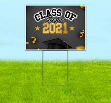 CLASS OF 2021 18x24 Yard Sign Corrugated Plastic Bandit Lawn USA CONGRATS GRAD