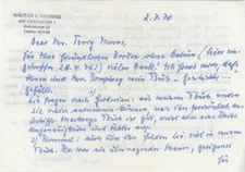 Walther Nehring- ALS from 1976 (General Knight's Cross)