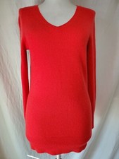 Alex Marie 100 Cashmere V-Neck Sweater Sz S Solid Red Soft Relaxed Fit VEUC