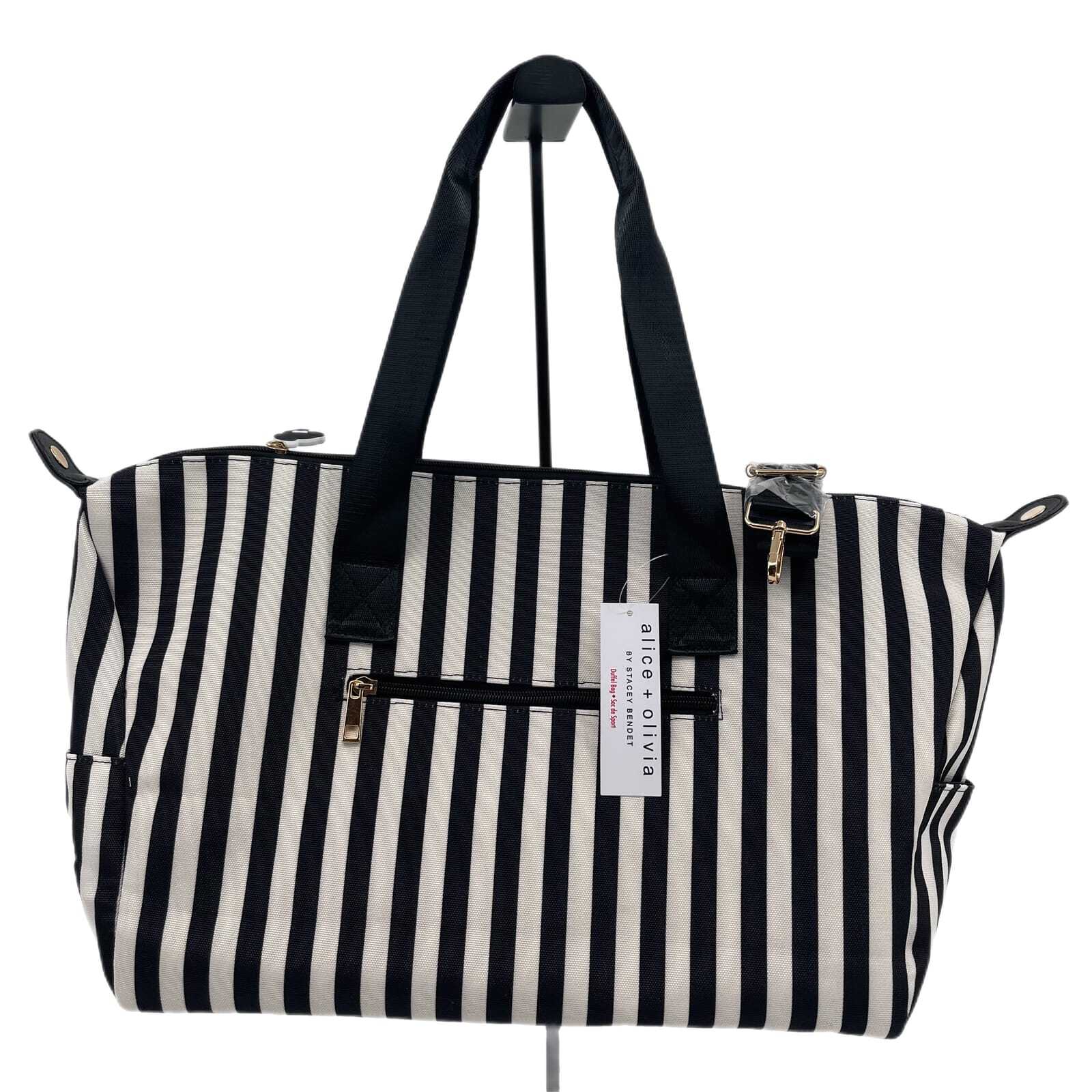 Alice + Olivia Black Striped Tote | Large Size