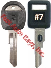 NEW GM Single Sided VATS Ignition Key #7 + Doors/Trunk OEM Key 