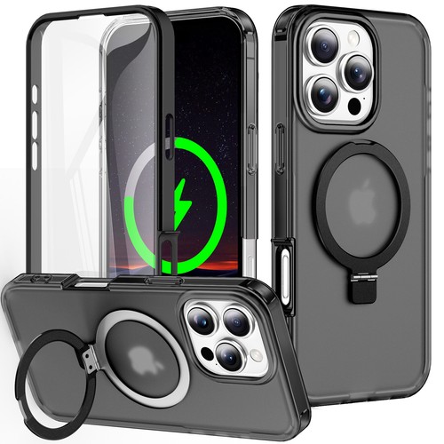 MagSafe Slim Handyhülle für iPhone 16 Pro Max 15 14 13 Matt Ring Ständer Cover - Bild 9 von 13