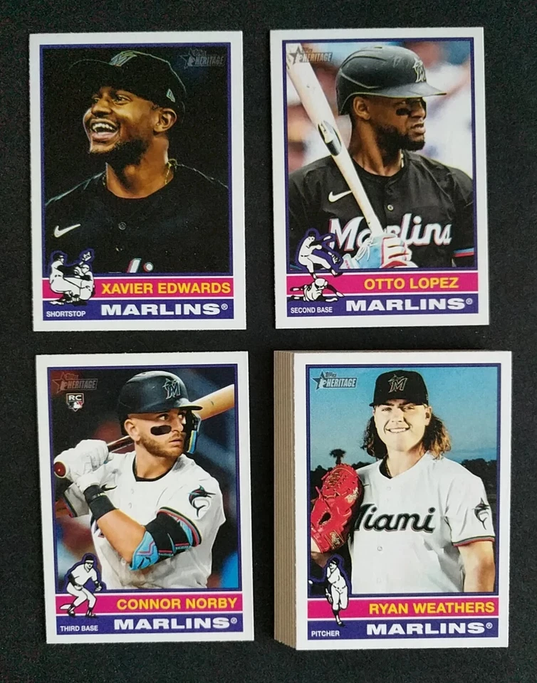 2025 Topps Heritage  MIAMI MARLINS Team Set NORBY RC - Image 2 of 2