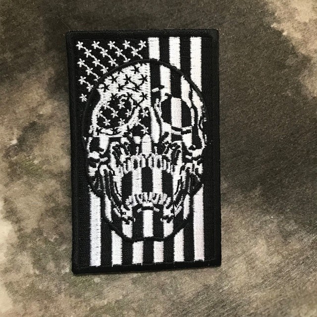 Black & White Skull American Flag Patch eBay