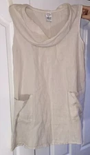 Match Point USA Romper Sundress Beige Cowl Neck Tunic Size S Top