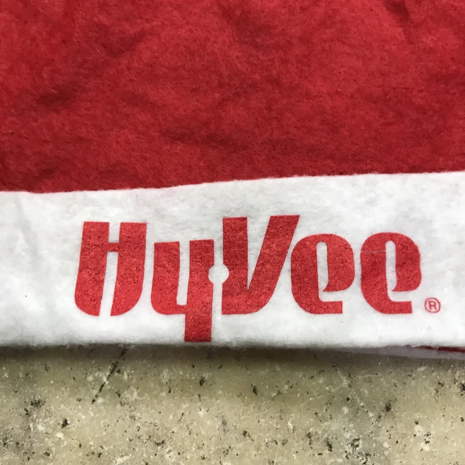 Rare Hy Vee Employee ADULT SANTA CLAUS HAT PLUSH RED CHRISTMAS PARTY - Fast Ship - Image 2 of 4