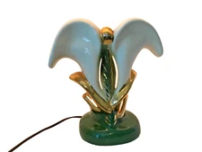 VTG ESCO-LITE TV CALILY TV Lamp green/gold/ cream Ceramic 1950 RARE