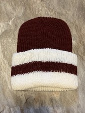 Vintage Knit Winter Hat - Maroon/White - Unisex