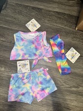 Build-A-Bear Workshop Tie Dye Workout Outfit And Tie Dye Headband NWT