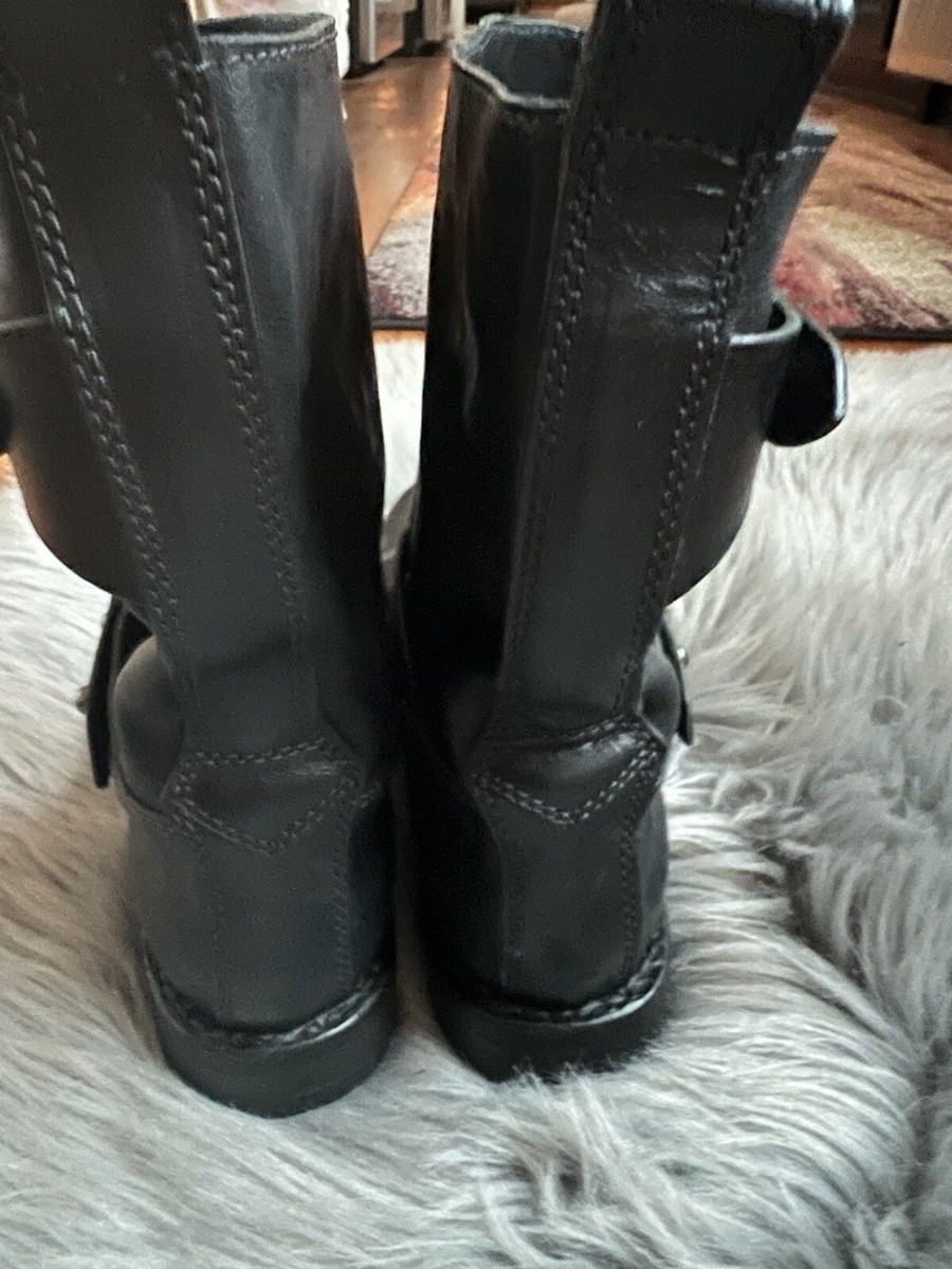 Rag & Bone Womens RB Studded Pull on Moto Boots Black