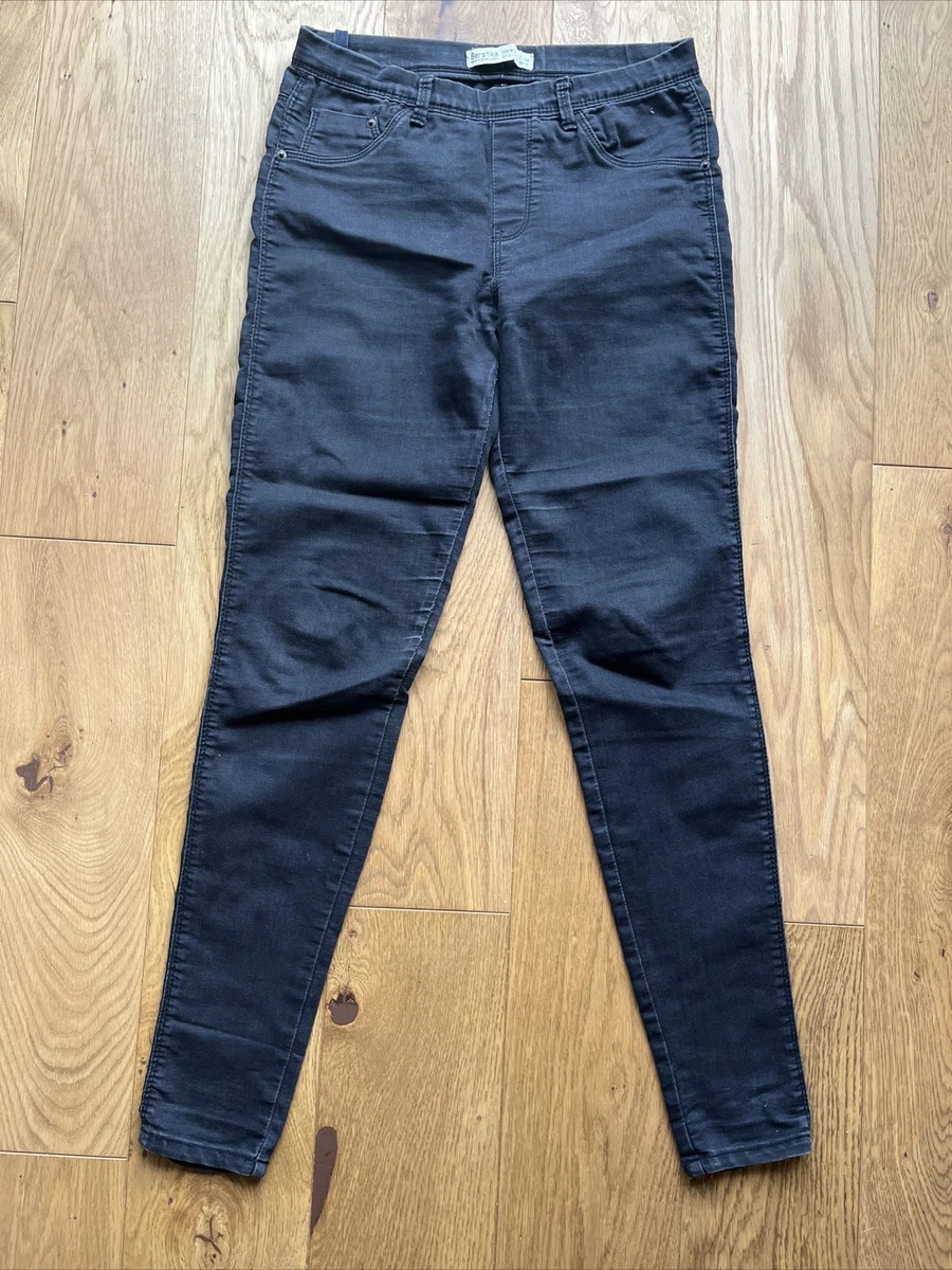 Bershka Womens Jeggings Mid Rise Size S Black Grey Stretch Denim
