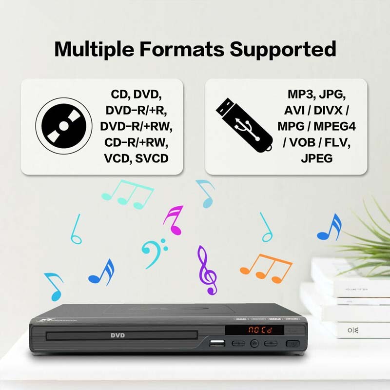 DVD Player All Region Free DVD CD Disc Player AV Output USB Remote