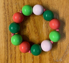 Girl's Green, Dark Pink  Light Pink Beaded  Slap Sequence Bracelets