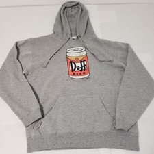 Simpsons Duff Beer Hoodie Sweater Sweatshirt pullover Men's medium gray