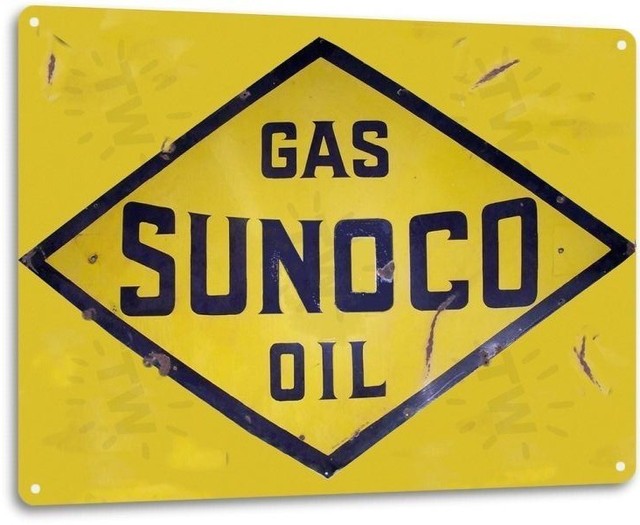 Sunoco Gas Oil Garage Shop Auto Motor Retro Ad Logo Wall Decor Metal