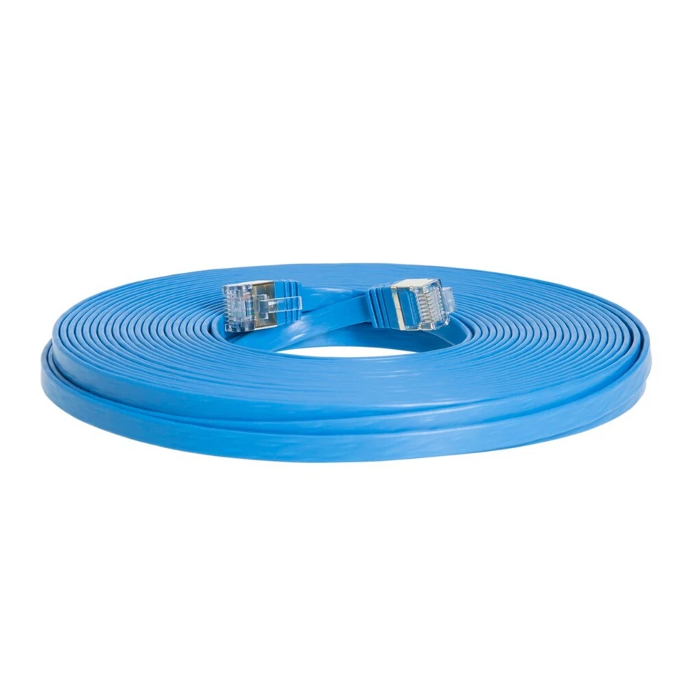 100FT CAT7 CAT 7 Flat Cable Shielded U/FTP LAN RJ45 Internet Router Patch Blue - Image 2 of 4