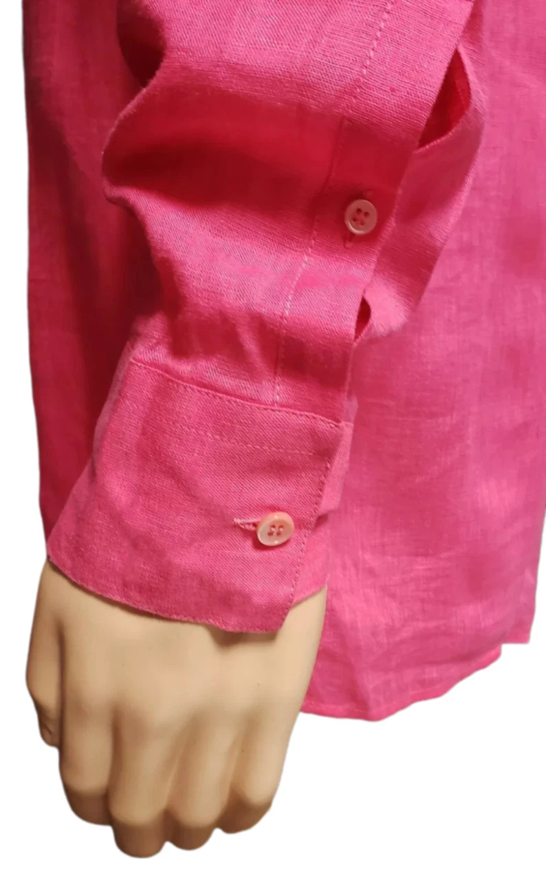 Camicia di lino rosa S S 2012 Look #31 Versace Runway per uomo 39 M (15 1 2")
