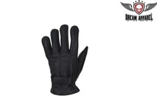 Ladies Black Full Finger Leather Motorcycle Riding Soft Textile Lining Gloves