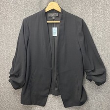 Ann Taylor Black Open Front Blazer Jacket Women  s Size 12 Petite Ruched NEW