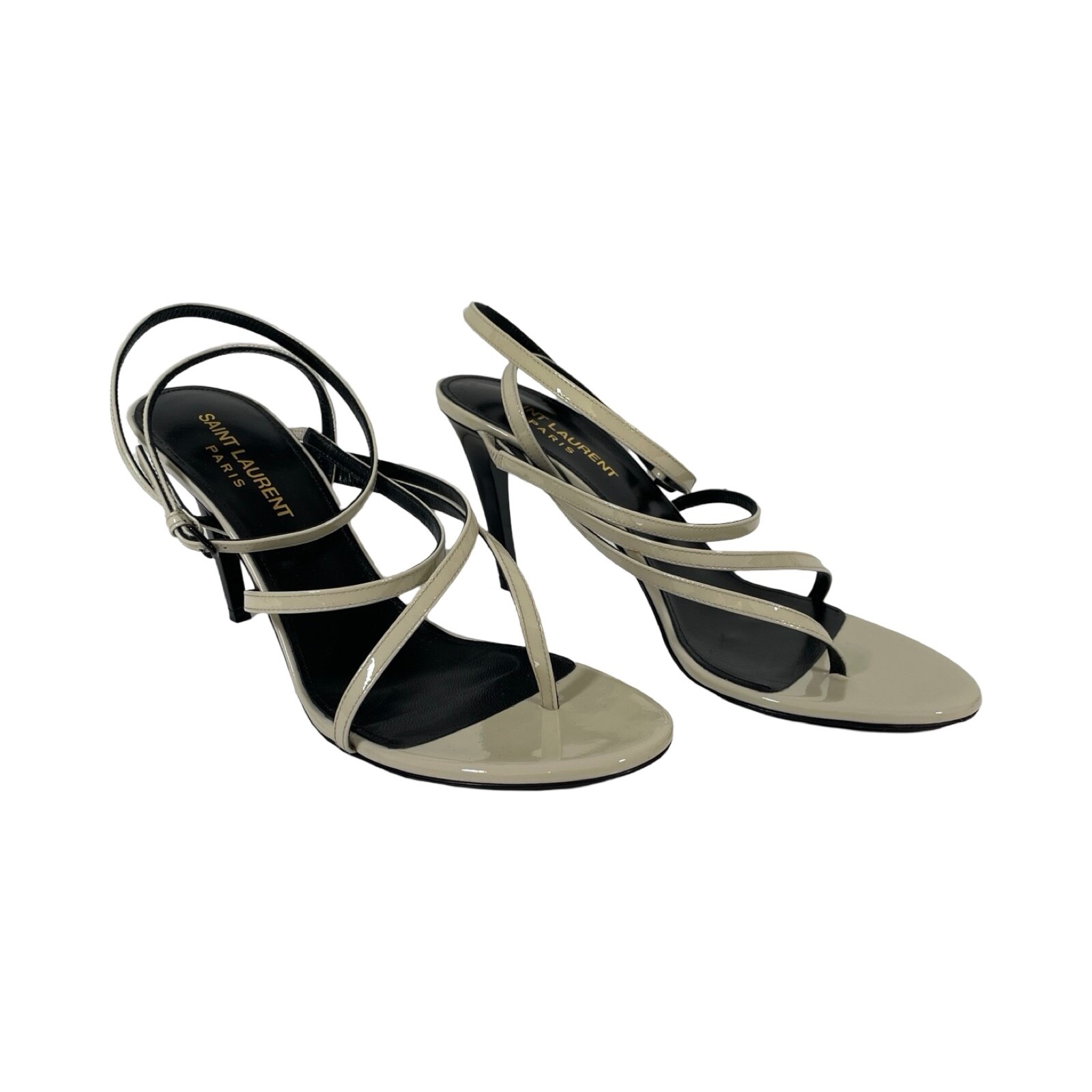 Saint Laurent Tacchi con cinturini in pelle verniciata grigia 37 FOMO fomo585 fomoroc