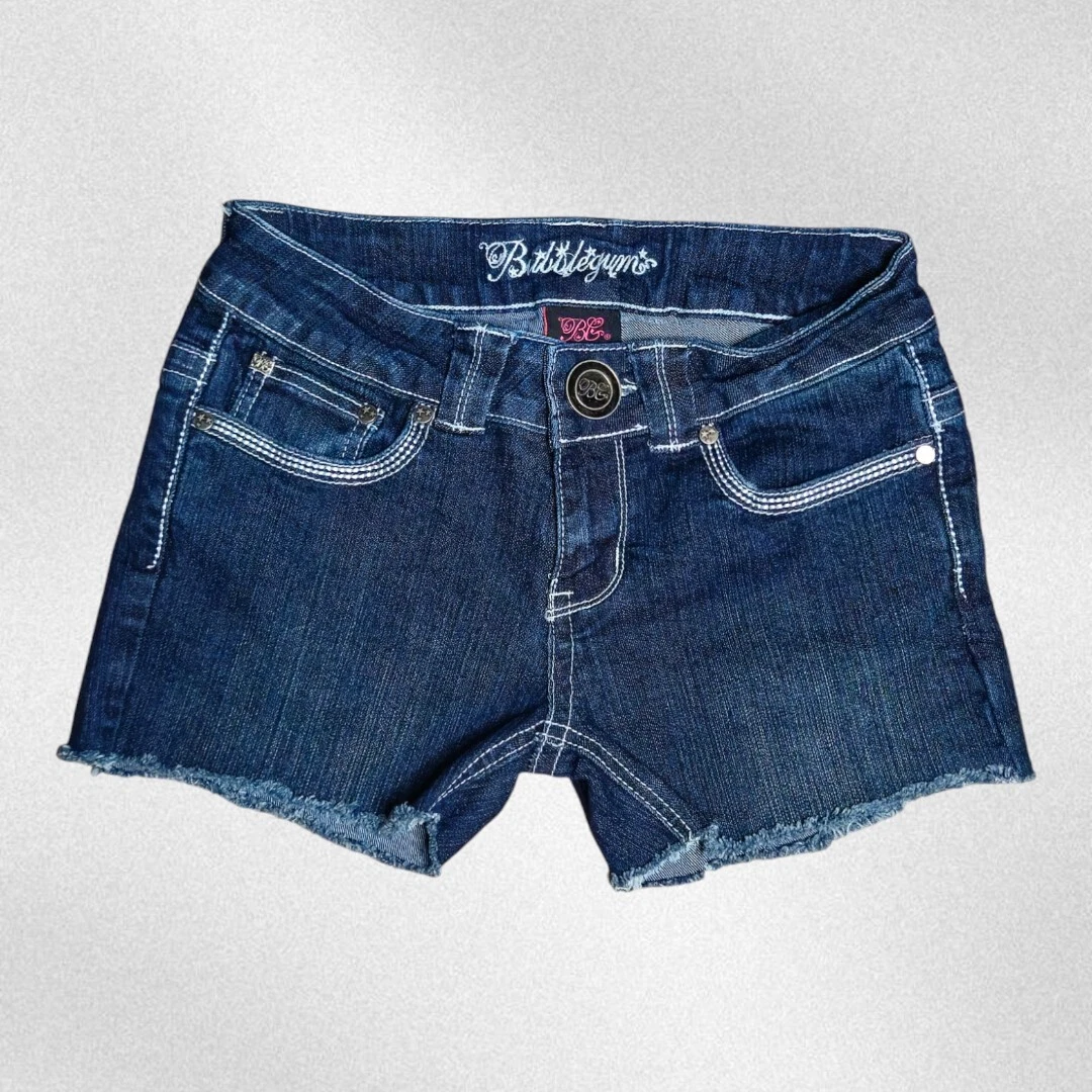 Capri / Pantacourt Bubblegum - Taille 3/4 - Délavage Stone Wash, étoiles Sur Poches - Occasion TB