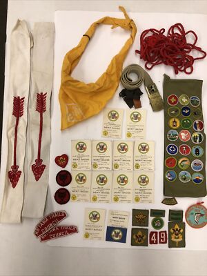 Huge Vintage Boy Scouts Lot merit badges Uniform patches 49 Nottawa Trails +more