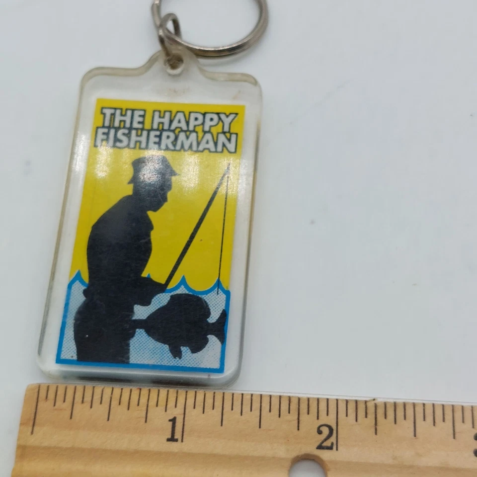 Винтажный счастливый рыбак брелок кольцо для ключей сосания рыбы пластиковый смешной юмор - Изображение 3 из 4