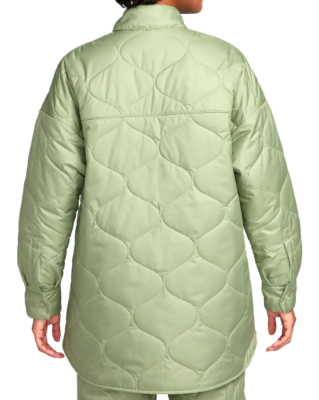 NEW Nike Essential Quilted Green Trench Snap Jacket Coat FB8732