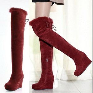 thigh high fuzzy boots