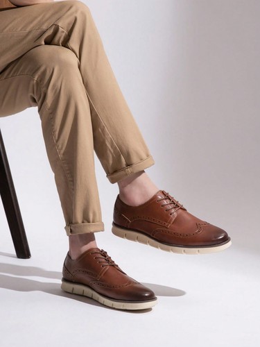 SHOESMALL Men's Casual Wingtip Oxfords Brogue Shoes Non-Slip-JZH7 - Picture 23 of 27