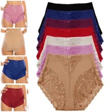 Popular 4 High Waist Briefs Tummy Control Girdles Lace Lot Panties 63031 S-5XL