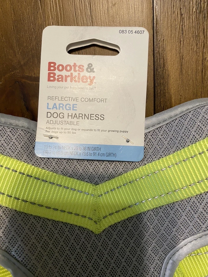 Arnés cómodo de malla estándar Boots & Barkley™ para perros - gris/verde neón - M y L nuevo con etiquetas Foto 2 de 4