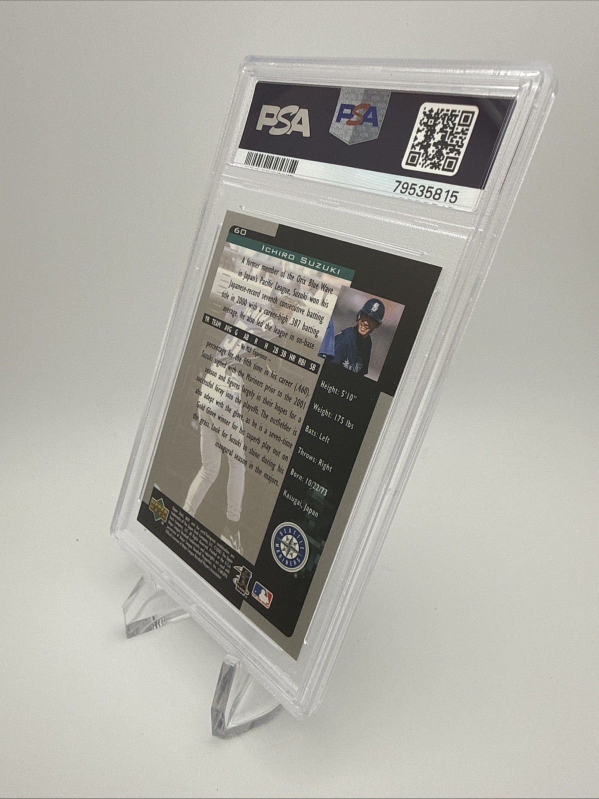 2001 Upper Deck MVP Ichiro Suzuki #60 - Rookie - RC - PSA 9 - MINT view 6