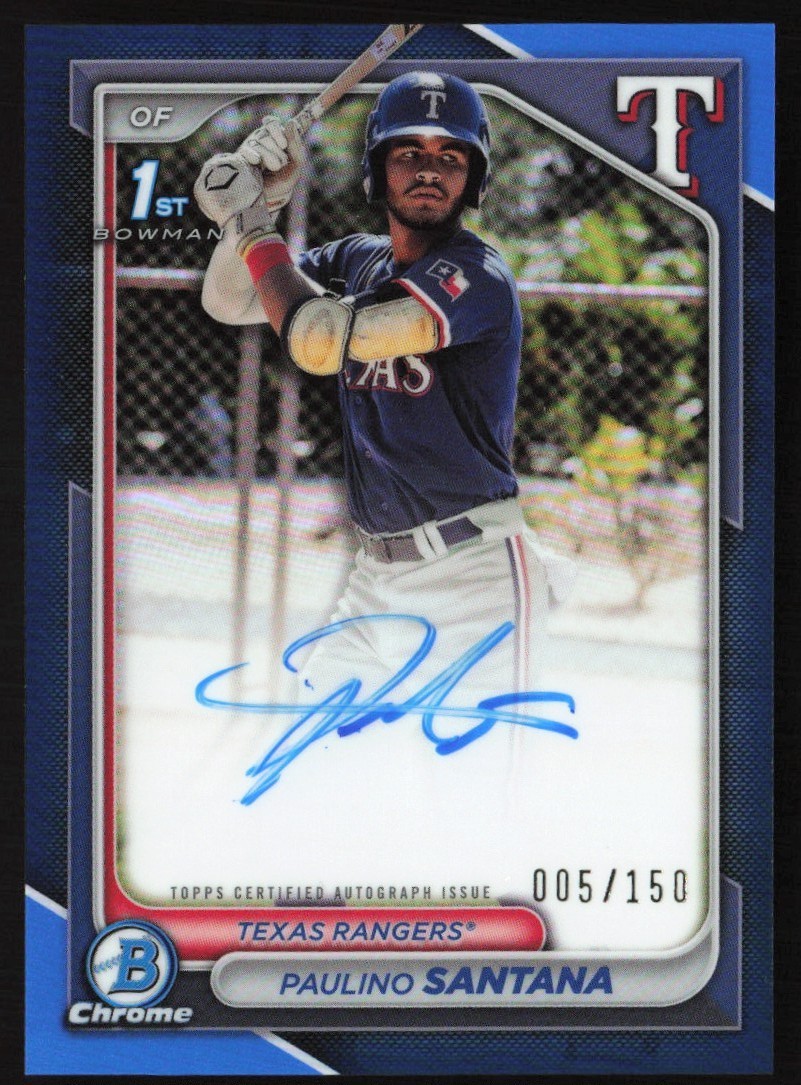2024 Bowman Chrome Blue Refractor 5/150 Paulino Santana Auto #CPA-PS GS1