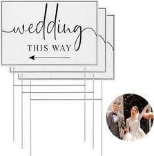 Wedding Direction Arrow Signs 3 Packs This Way Plastic Signs W/ H Stakes