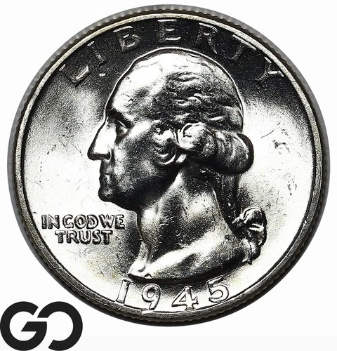 1945 Washington Quarter, Lustrous Superb Gem BU++