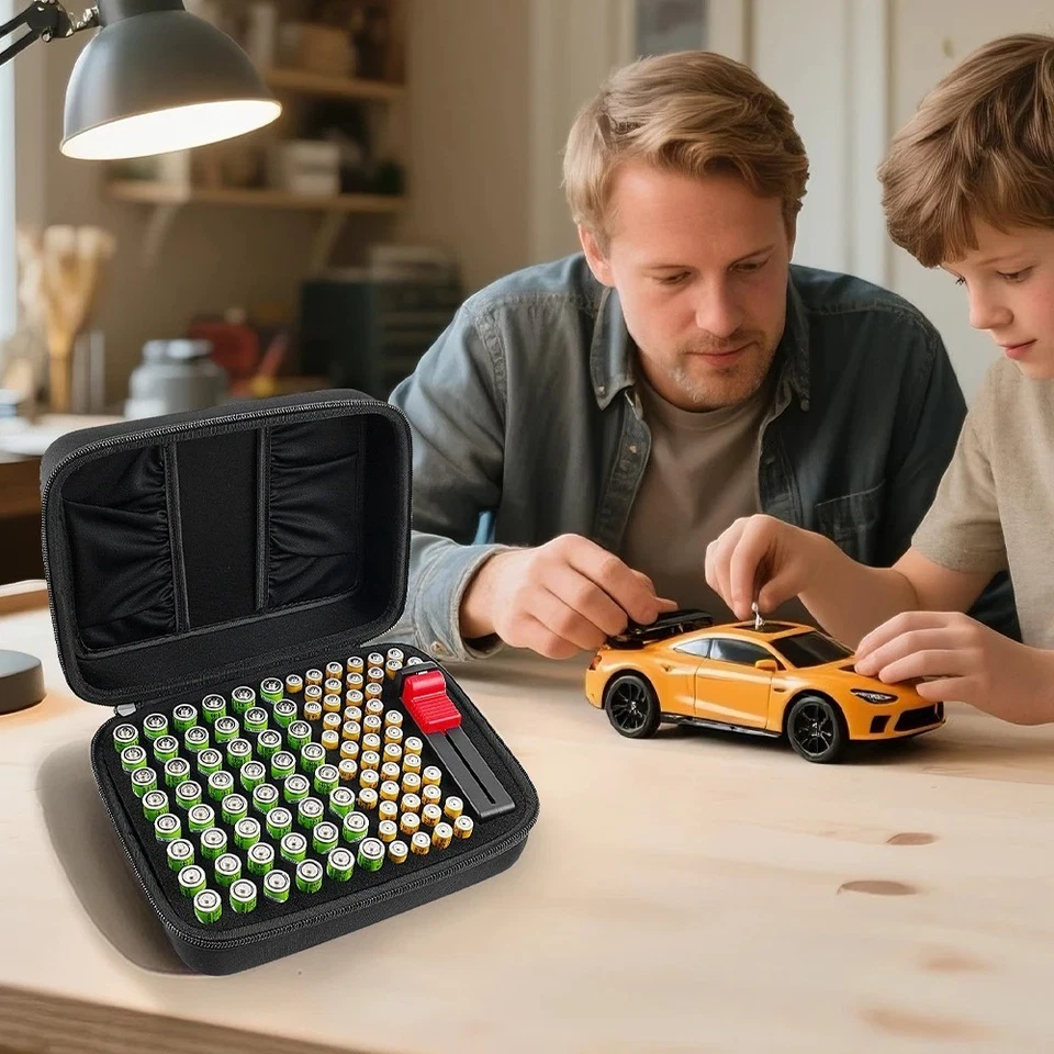 Battery Bag Organiser Storage Case AA AAA C-D 9V Tester Storage Bag Box HolderUK - Image 2 of 4