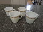 Vintage Pyrex 1410 Butterfly Gold Coffee Mug Cup Bundle Set Of 4