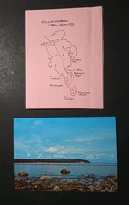 Vintage QSL Card Set Quadra Island BC Map Foldout + Scenic Postcard