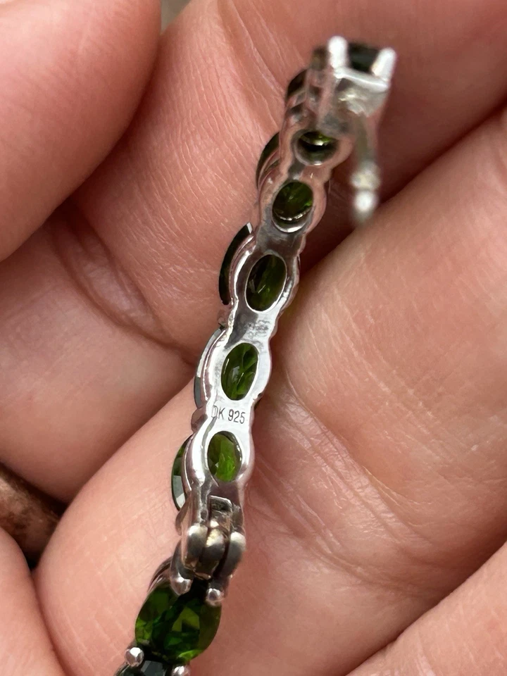 Серьги-кольца из стерлингового серебра 395,925 долл. США 3,00 карата натуральный хром диопсид вход и выход - Изображение 3 из 4