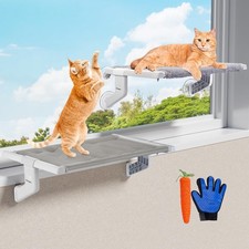 2 in 1 Cat Window Perch,Cat Window Hammock with Metal Sliding Clamping Adjust...