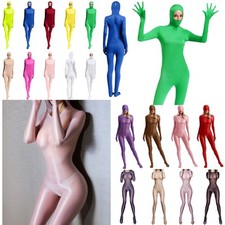 Women Spandex Open Face Full Bodysuit Zentai Suit Adults Stretch Fitted Jumpsuit