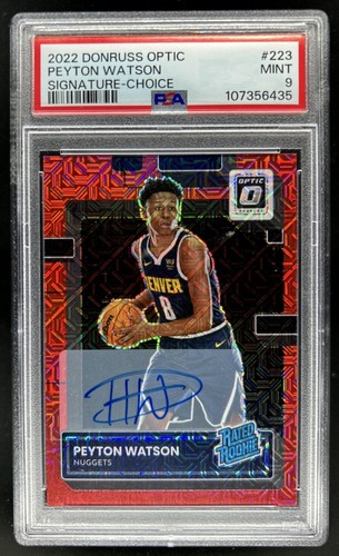 2022-23 Donruss Optic Peyton Watson Rated Rookie Choice RC Auto #223 PSA 9