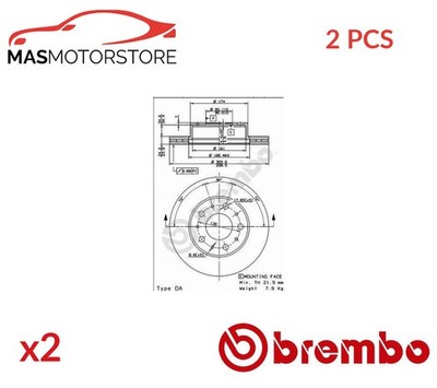 BREMSSCHEIBEN SATZ PAAR VORNE BREMBO 09893210 2PCS P FÜR FIAT DUCATO
