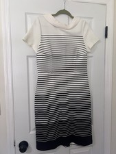 Talbots Cotton Women’s 8 Striped Black White Knitted Fitted Dress Business Work