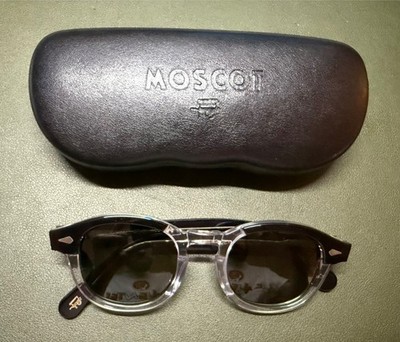 Moscot Lemtosh Sunglasses Med | Black/Clear Frame | Green Lenses | 46 24 145