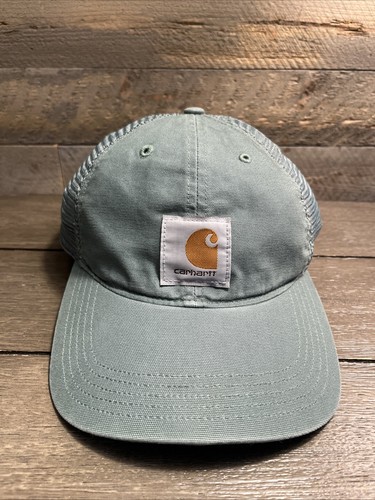 Carhartt Adjustable Trucker Snapback Hat Cap Mesh Green Canvas