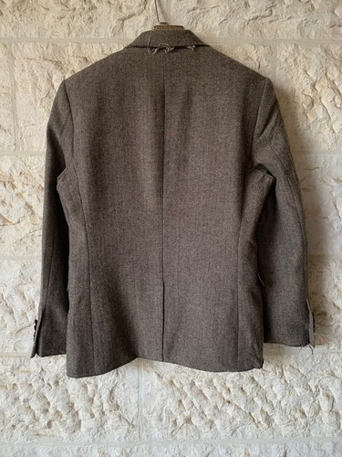 Giacca blazer marrone spina di pesce misto lana stile raro unico 38R - Foto 7 di 10
